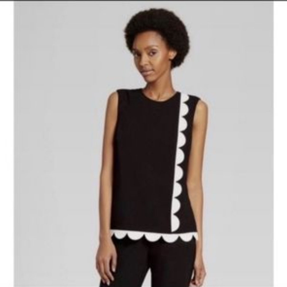 Victoria Beckham for Target Scalloped Black and White Tank Top